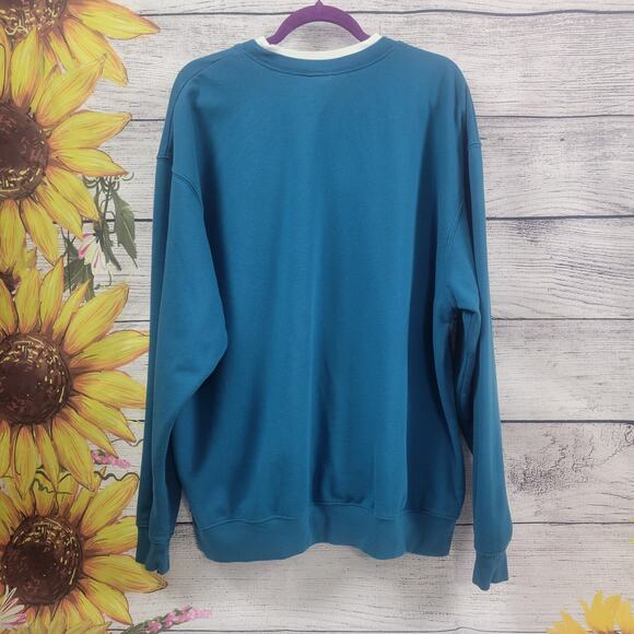 M&C Vintage Double Collar Snowflake Sweatshirt - Teal - Size 2X - Picture 6 of 6